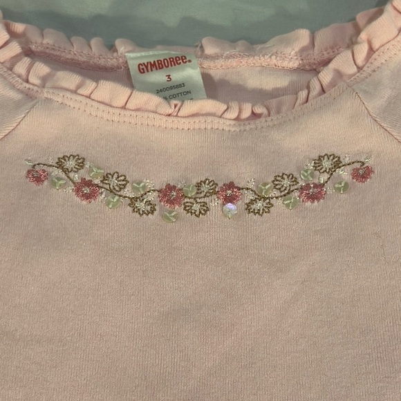 Gymboree - Pink Short Sleeve Tee with Embroidered Neckline - Picture 3 of 4